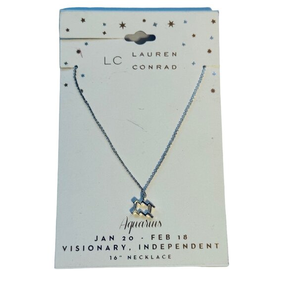 LC Lauren Conrad Necklace Women NWT Silver Tone Aquarius 16" Astrological Sign - Picture 1 of 6
